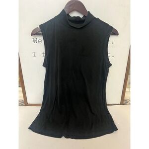 WinterSilks Womens Black 100% Silk Mock Neck Sleeveless Shell Tank Top Large  Aa